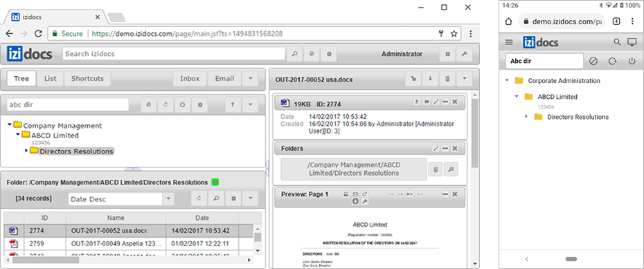 document management browser based interface image